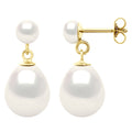 Boucles D'Oreilles Perles Poires 10-11 Mm Et Boutons 5-6 Mm - Système Poussettes - Or 375 - Levallois