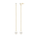 Boucles D'Oreilles Pendantes Perles Boutons 5-6 Mm Et Poires 8-9 Mm - Système Poussettes - Or 375 - Friedland