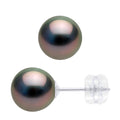 Boucles D'Oreilles - Or Blanc 375 Millièmes - Véritables Perles De Culture De Tahiti Rondes 8-9 Mm