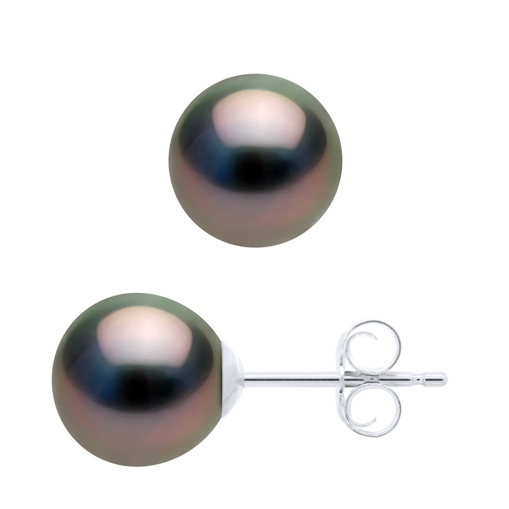 Boucles D'Oreilles Perles De Tahiti Rondes - Disponibles En Plusieurs Tailles - Système Poussettes- Or 375 - Manureva