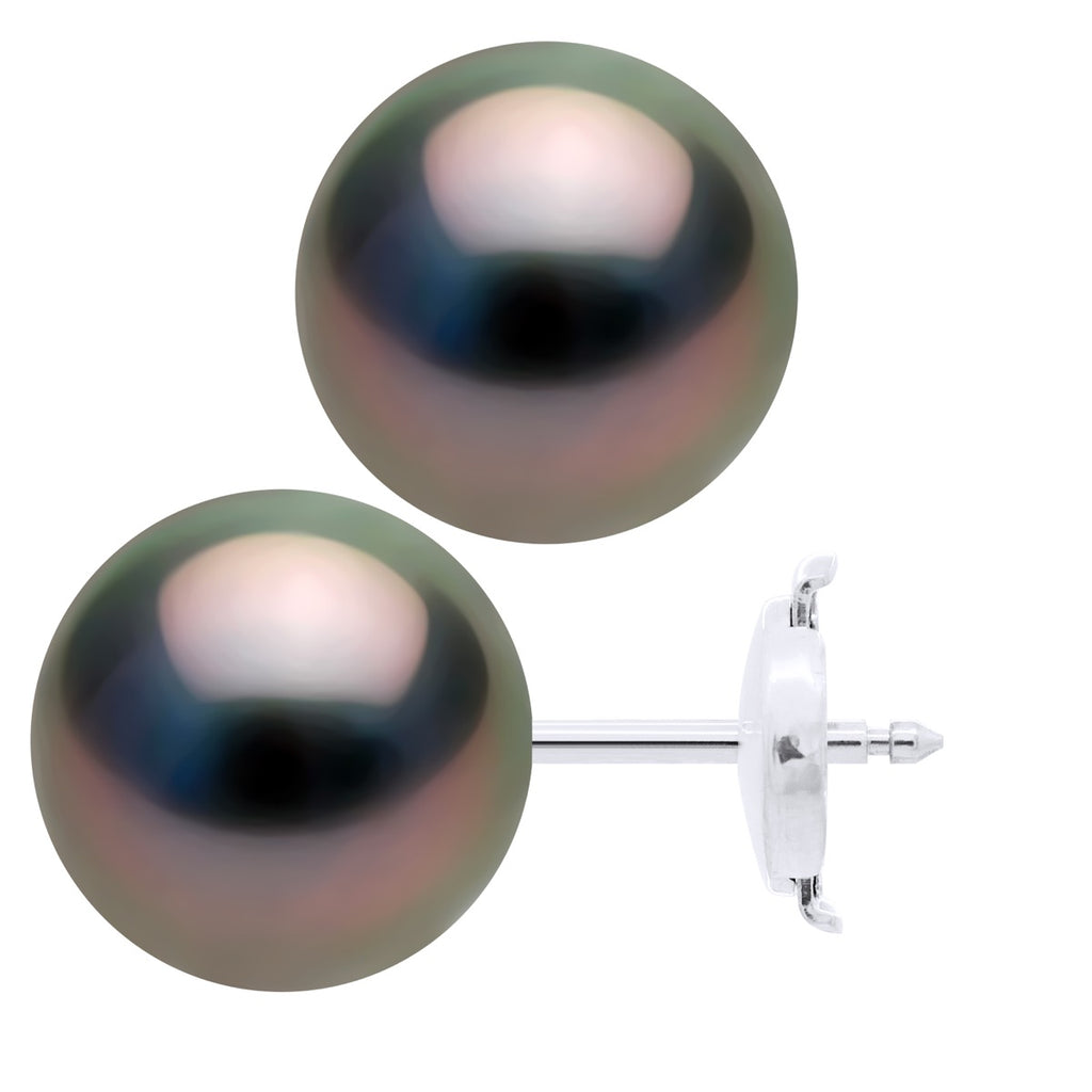 Boucles D'Oreilles Perles De Tahiti - Tailles De 9 À 11 Mm - Système Sécurité - Or 375 - Vitama