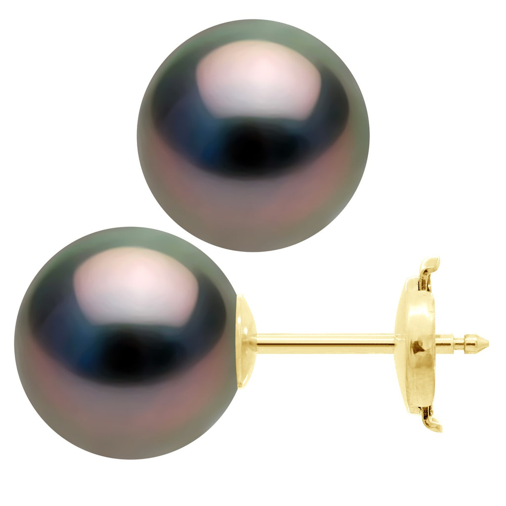Boucles D'Oreilles Perles De Tahiti - Tailles De 9 À 11 Mm - Système Sécurité - Or 375 - Vitama