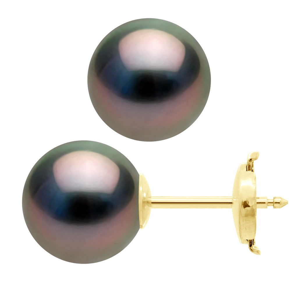 Boucles D'Oreilles Perles De Tahiti - Tailles De 9 À 11 Mm - Système Sécurité - Or 375 - Vitama