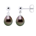 Boucles D'Oreilles Pendantes Perles De Tahiti Poires 8-9 Mm - Système Brisures - Or 375 - Tikehama
