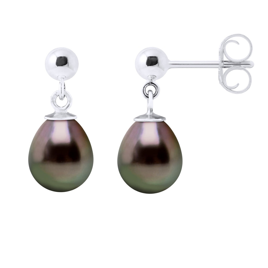 Boucles D'Oreilles Pendantes Perles De Tahiti Poires 8-9 Mm - Système Brisures - Or 375 - Tikehama
