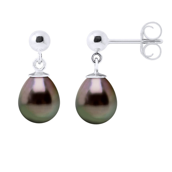 Boucles D'Oreilles Pendantes Perles De Tahiti Poires 8-9 Mm - Système Brisures - Or 375 - Tikehama