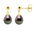 Boucles D'Oreilles Pendantes Perles De Tahiti Poires 8-9 Mm - Système Brisures - Or 375 - Tikehama