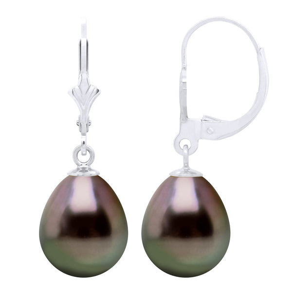 Boucles D'Oreilles Pendantes Prestige Perles De Tahiti Poires 10-11 Mm - Système Brisures - Or 375 - Taganao