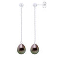 Boucles D'Oreilles Pendantes Perles De Tahiti 8-9 Mm - Systèmes Poussettes Or 375 - Urukoa