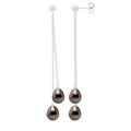Boucles D'Oreilles Pendantes Perles De Tahiti Poires 7-8 Mm - Or 375 - Orana