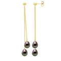 Boucles D'Oreilles Pendantes Perles De Tahiti Poires 7-8 Mm - Or 375 - Orana
