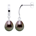Boucles D'Oreilles Pendantes Perles De Tahiti Poires 8-9 Mm - Système Poussettes - Or 375 - Oropuka