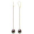 Boucles D'Oreilles Pendantes Perles De Tahiti Poires 9-10 Mm - Or 375 - Hoa