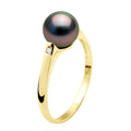 Bague Jonc Joaillerie Perle De Tahiti Ronde 8-9 Mm - Diamants 0.020 Cts - Or 375 - Poerava