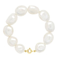 Bracelet Or - Rang De Véritables Perles D'Eau Douce Baroques 11-12 Mm