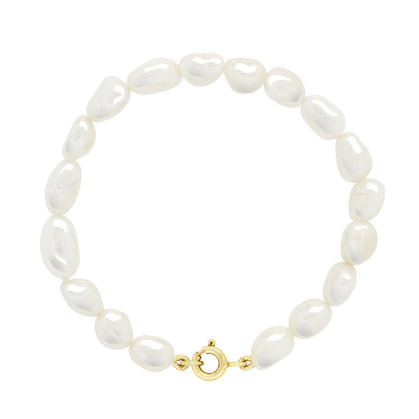 Bracelet Rang De Perles Baroques 6-7 Mm - Fermoir Ergonomique - Or 375 - Maintenont