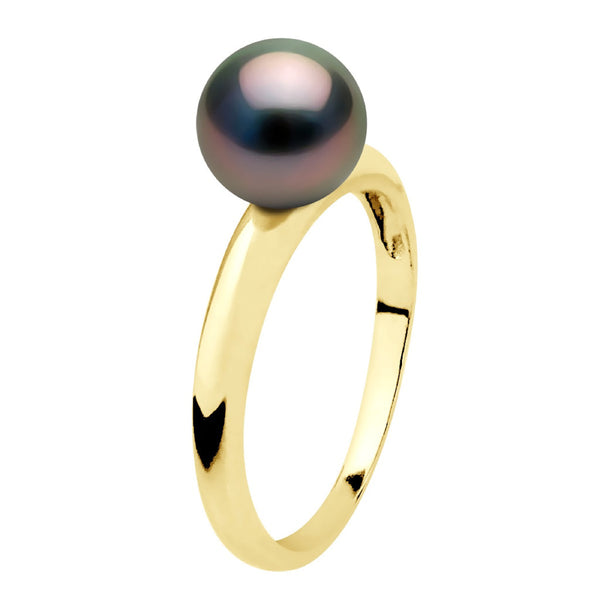 Bague Jonc Perle De Tahiti Ronde 7-8 Mm - Or 375 - Ataata