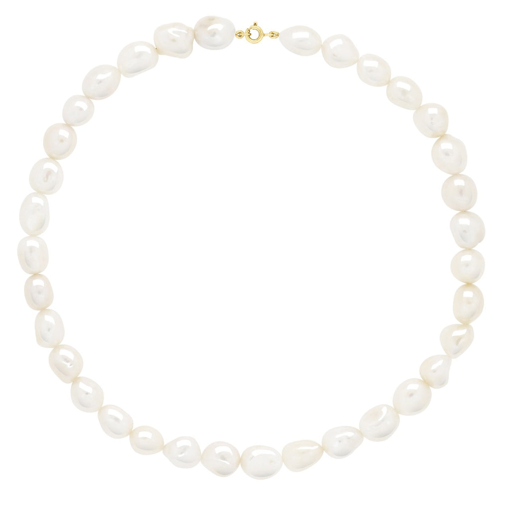 Collier Rang De Perles Baroques 11-12 Mm - 50 Cm  - Fermoir Ergonomique - Or 375 - Clovis