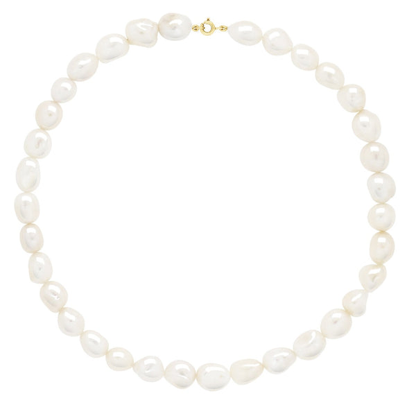 Collier Rang De Perles Baroques 11-12 Mm - 50 Cm  - Fermoir Ergonomique - Or 375 - Clovis