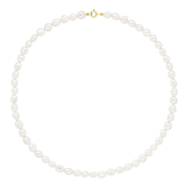 Collier Rang De Perles D'Eau Douce Baroques 6-7 Mm - 45 Cm - Fermoir Ergonomique - Or 375 - Argenteuil