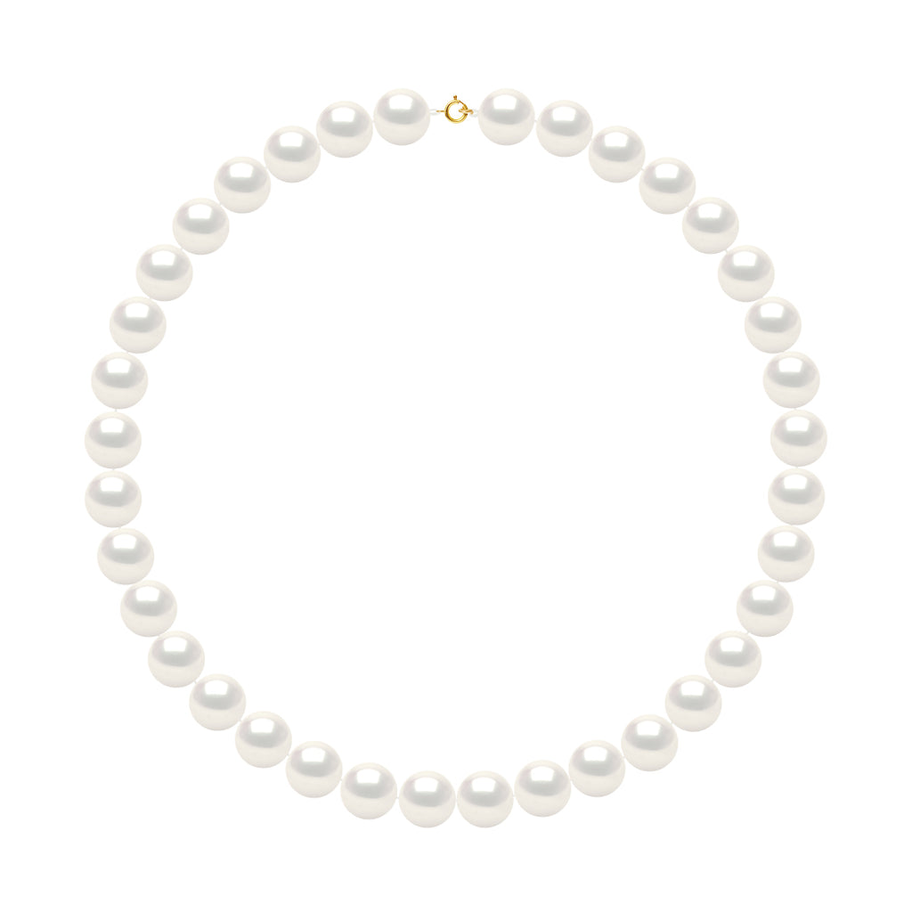 Collier Rang De Perles Rondes 12-13 Mm - Fermoir Ergonomique - Or 375 - Lamartine