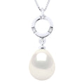 Colliers Joaillerie Perle Poire - Tailles De 7 À 10 Mm - Diamant 0.010 Cts - Or 375 - Chaîne Forçat - Fouchet
