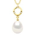 Colliers Joaillerie Perle Poire - Tailles De 7 À 10 Mm - Diamant 0.010 Cts - Or 375 - Chaîne Forçat - Fouchet