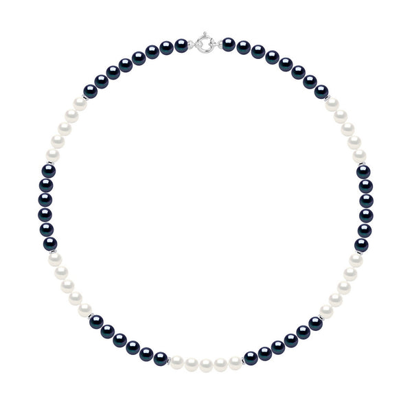 Collier - Rang En Véritables Perles De Culture D'Eau Douce Rondes 6-7 Mm