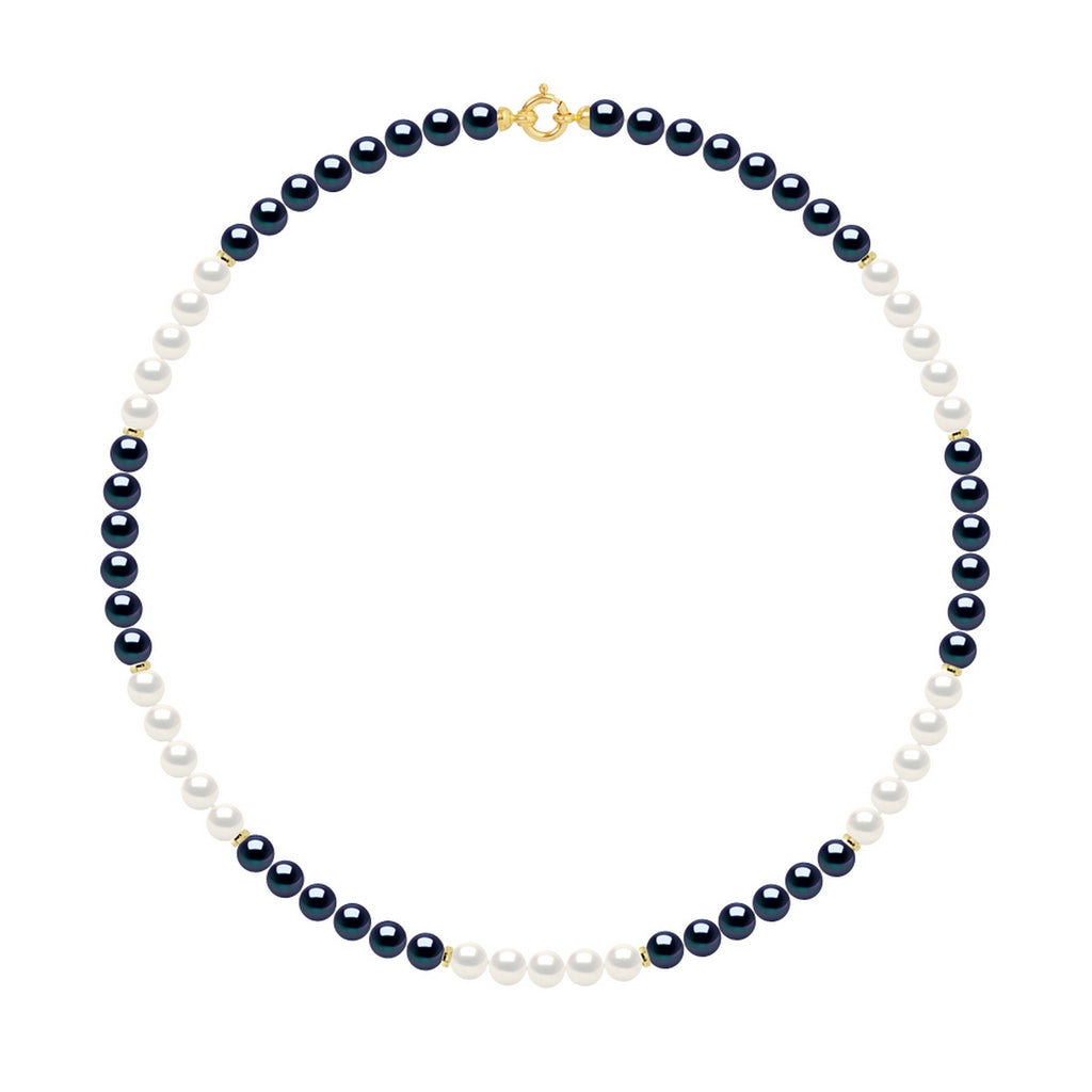 Collier - Rang En Véritables Perles De Culture D'Eau Douce Rondes 6-7 Mm