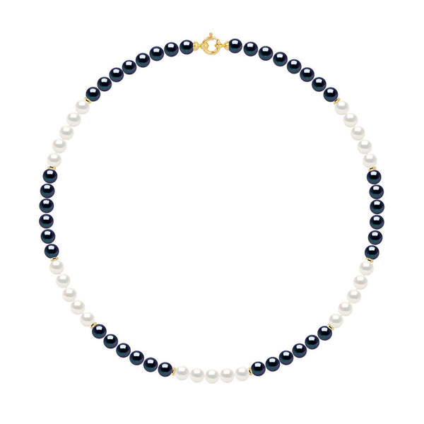 Collier - Rang En Véritables Perles De Culture D'Eau Douce Rondes 6-7 Mm