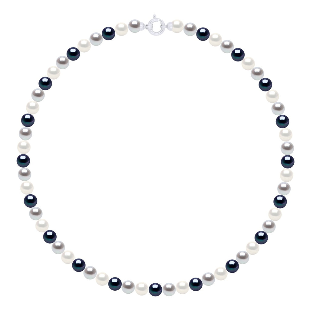 Collier Rang "Princesse" En Véritables Perles De Culture D'Eau Douce Rondes 6-7 Mm