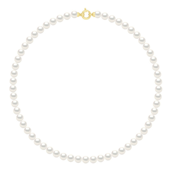 Collier Rang "Princesse" En Véritables Perles De Culture D'Eau Douce Rondes 6-7 Mm