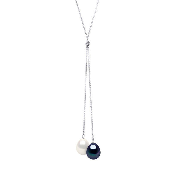 Colliers Toi & Moi - Perles Poires - Tailles De 9 À 11 Mm - Chaîne Forçat - Or 375 - Pont Des Arts