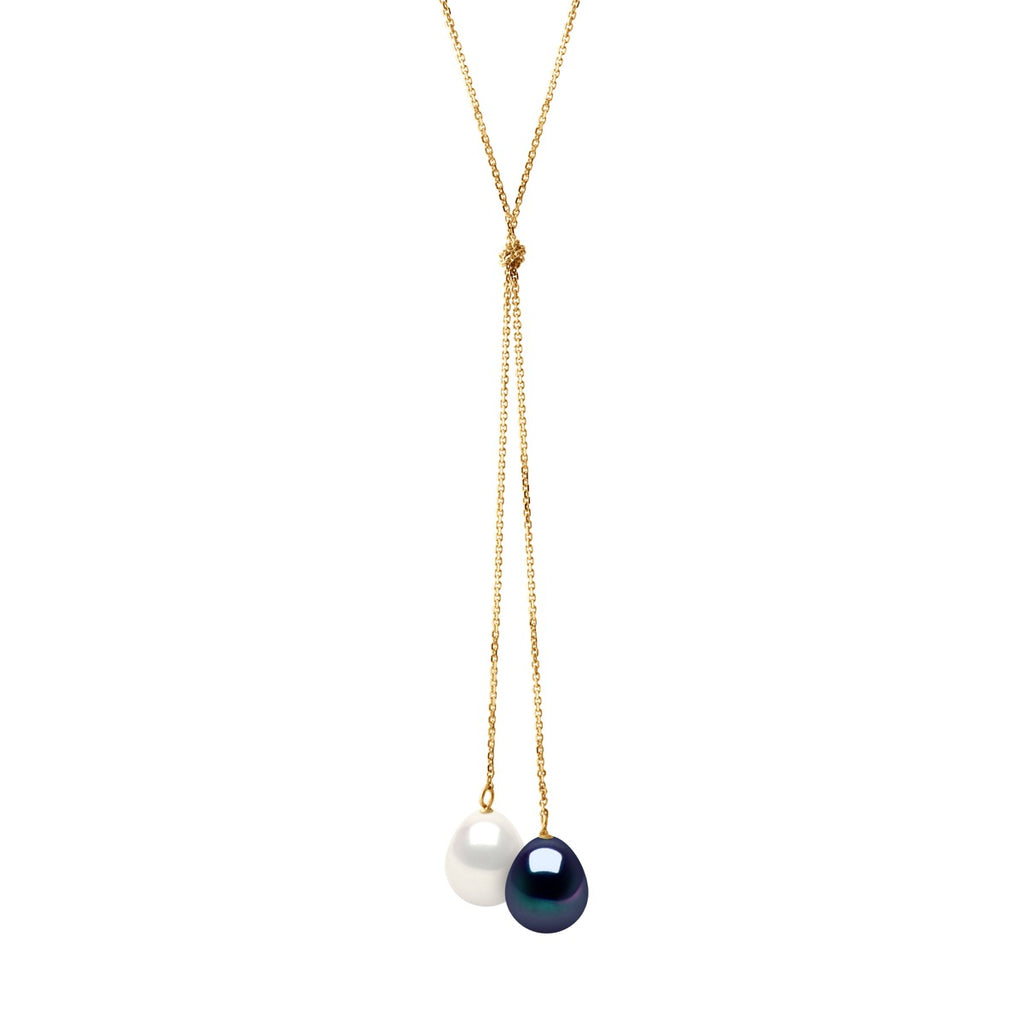 Colliers Toi & Moi - Perles Poires - Tailles De 9 À 11 Mm - Chaîne Forçat - Or 375 - Pont Des Arts