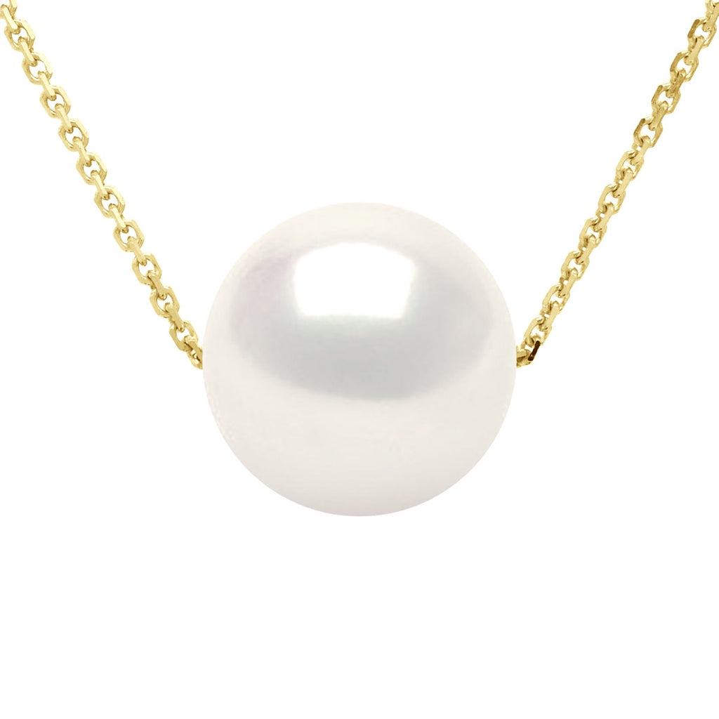 Collier - Véritable Perle De Culture D'Eau Douce Ronde 9-10 Mm