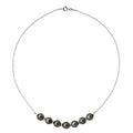 Collier 7 Perles De Tahiti Cerclées 8-9 Mm - Chaîne Forçat - Or 375 - Nui