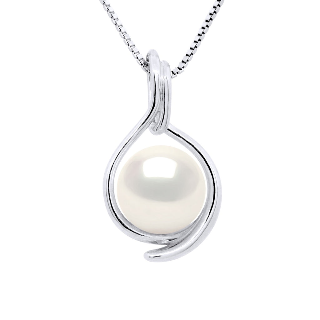 Pendentif Double Face Perle Ronde 8-9 Mm - Chaîne Offerte - Or 375 - Richelieu