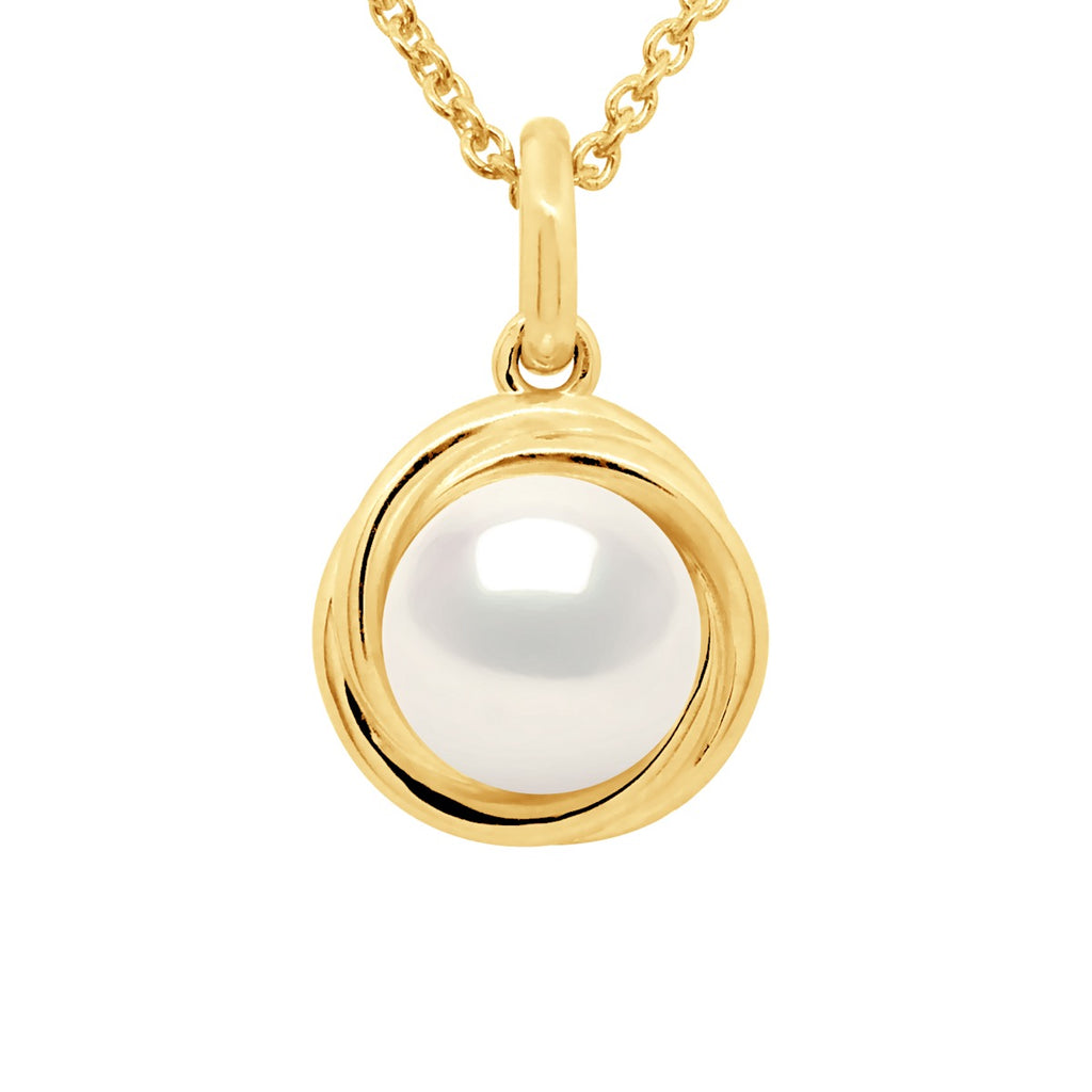 Pendentif Perle Ronde 8-9 Mm  - Or 375 - Chaîne Offerte - Montplaisir
