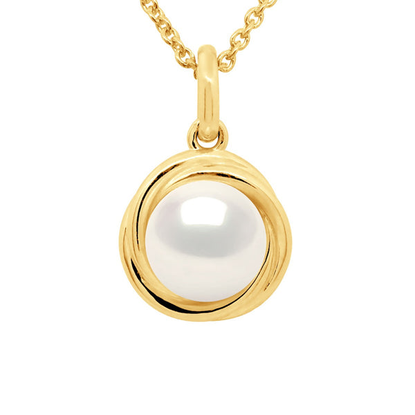 Pendentif Perle Ronde 8-9 Mm  - Or 375 - Chaîne Offerte - Montplaisir