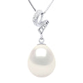 Pendentif Prestige - Perle Poire 11-12 Mm - Diamants 0.03 Cts - Chaine Offerte - Joaillerie Or 375 - Maintenon