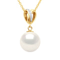 Pendentif Joaillerie Perles Rondes - Tailles De 9 À 11 Mm - Diamants 0.030 Cts - Or 375 - Chaîne Offerte - Gambetta