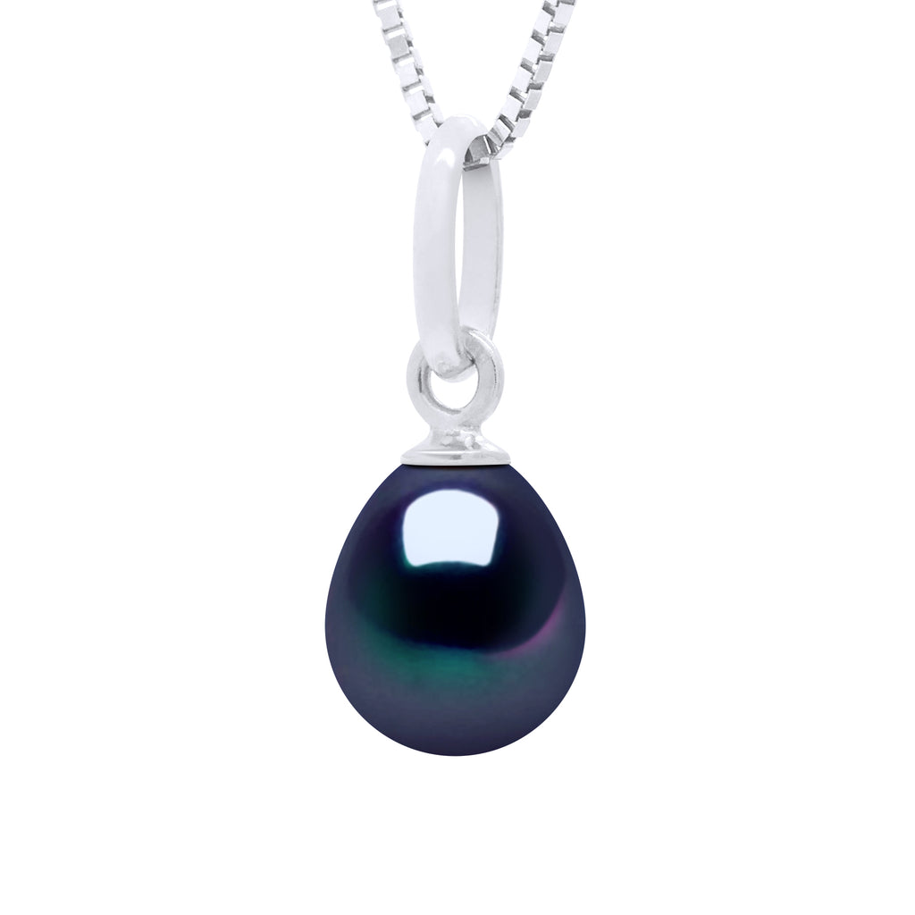 Pendentif Bélière Articulée En Or Blanc 375 Millièmes Et Véritable Perle De Culture D'Eau Douce Poire 6-7 Mm