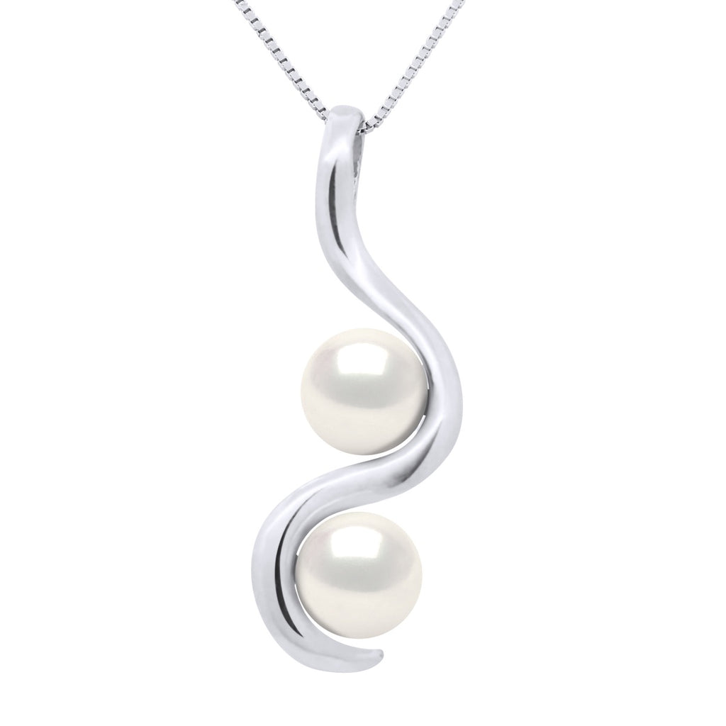Pendentif Toi & Moi - Perles Rondes 7-8 Mm - Chaîne Offerte - Or 375 - Saint Cloud