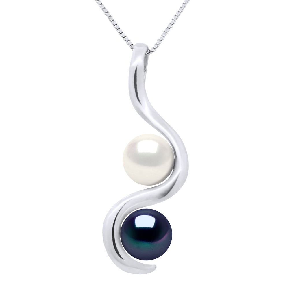 Pendentif Toi & Moi - Perles Rondes 7-8 Mm - Chaîne Offerte - Or 375 - Saint Cloud