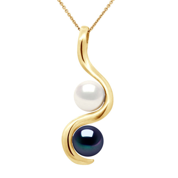 Pendentif Toi & Moi - Perles Rondes 7-8 Mm - Chaîne Offerte - Or 375 - Saint Cloud