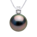 Pendentif Prestige Perle De Tahiti Ronde 11-12 Mm - Diamant 0.040 Cts - Joaillerie Or 375 - Marata