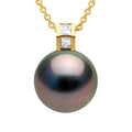 Pendentif Prestige Perle De Tahiti Ronde 11-12 Mm - Diamant 0.040 Cts - Joaillerie Or 375 - Marata