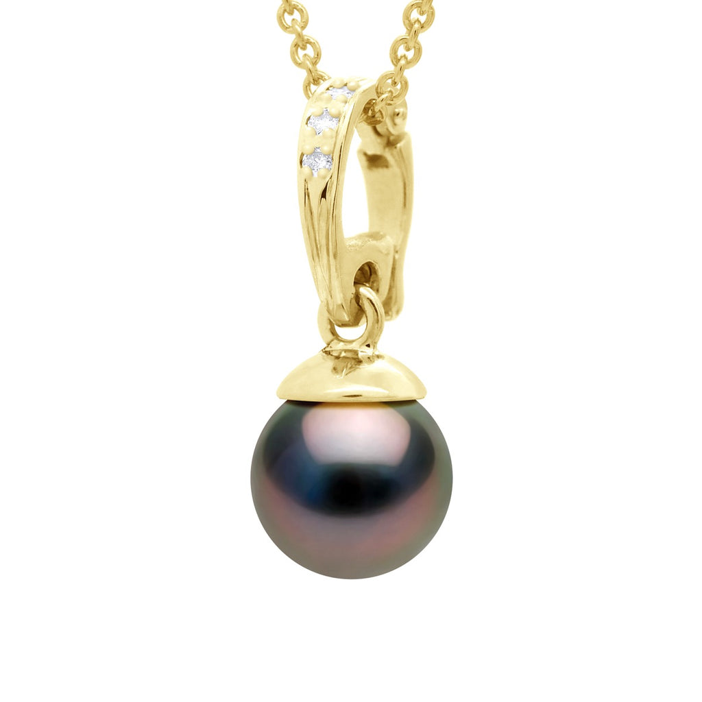 Pendentif Perle De Tahiti Ronde 10-11 Mm Bélière Ouvrante - Chaîne Offerte - Or 375 - Mahana