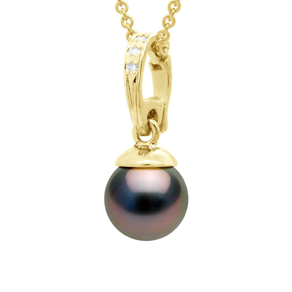 Pendentif Perle De Tahiti Ronde 10-11 Mm Bélière Ouvrante - Chaîne Offerte - Or 375 - Mahana