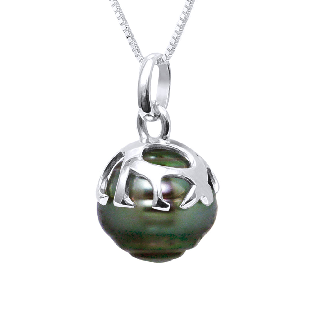 Pendentif Ethnique Perle De Tahiti Cerclée 9-10 - Chaîne Offerte - Or 375 - Nui